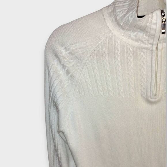 Nils Womens Sweater Sz Large White Ribbed Silver Zip TNeck - Picture 7 of 9
